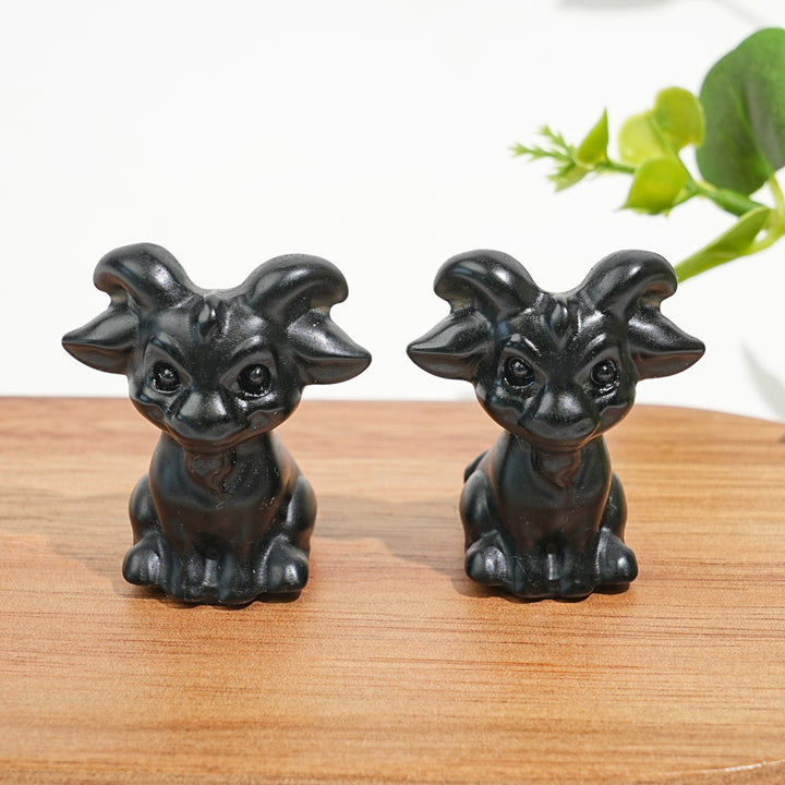 Natural Crystal Sitting Goat Carving