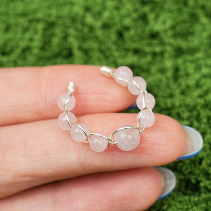 Natural Wound Crystal Bead Ring