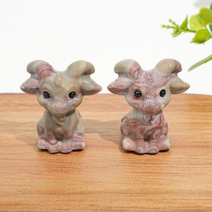 Natural Crystal Sitting Goat Carving