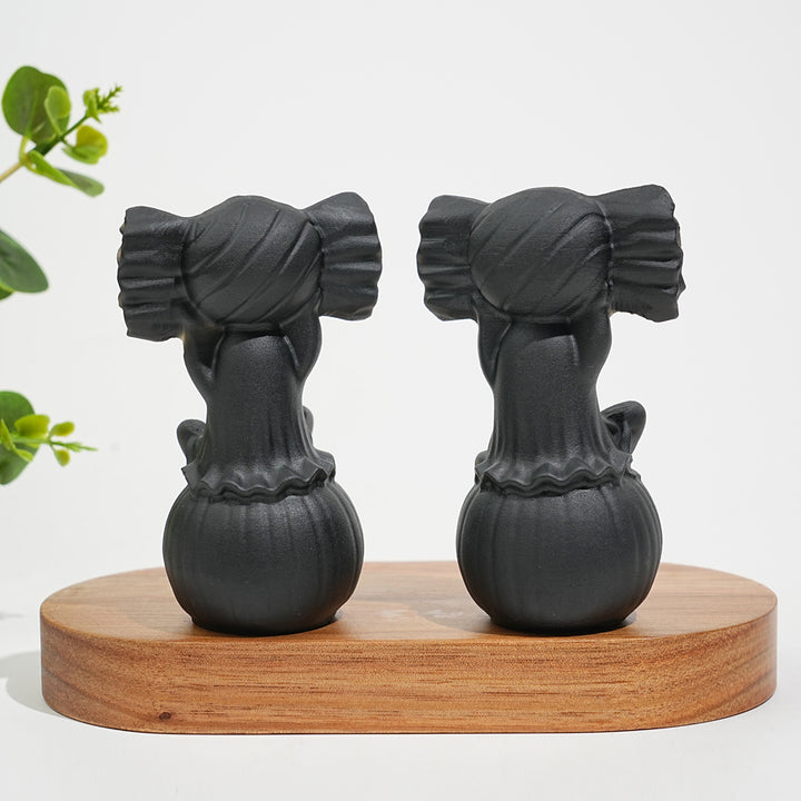 Natural Crystal Carving Black Obsidian Pumpkin Ghost Candy