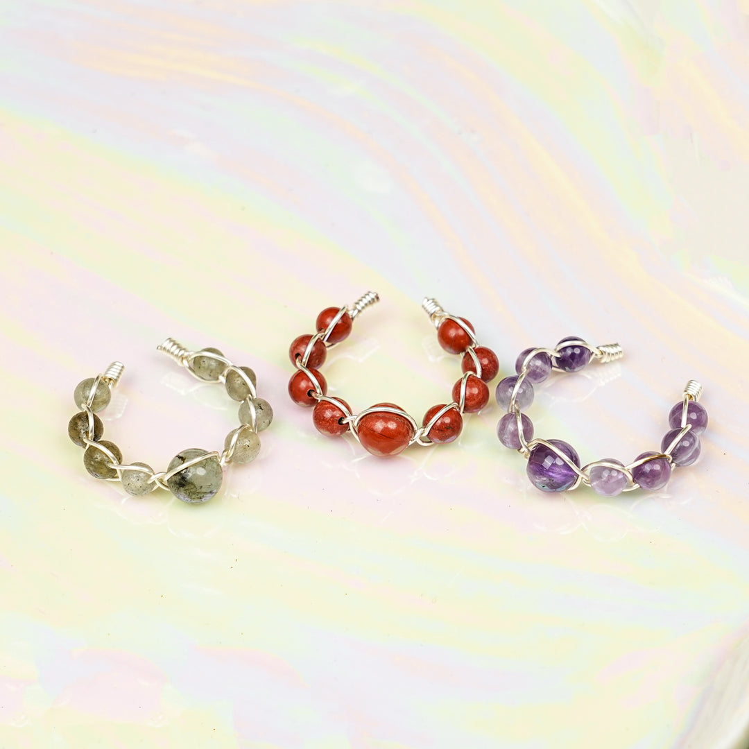 Natural Wound Crystal Bead Ring