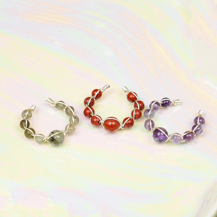 Natural Wound Crystal Bead Ring