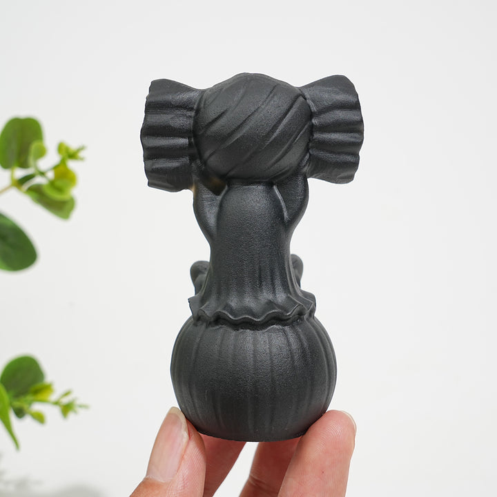 Natural Crystal Carving Black Obsidian Pumpkin Ghost Candy