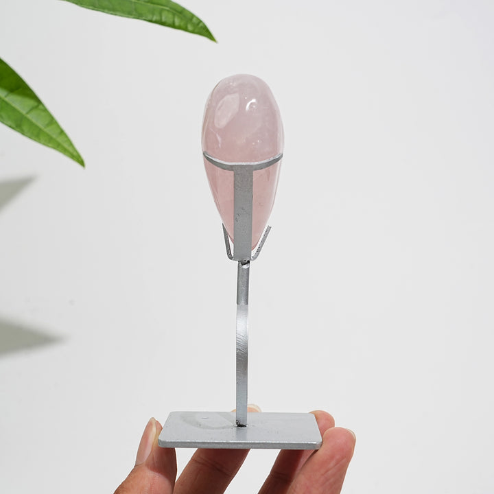 Unique,Natural Crystal Rose Quartz Heart With Stand
