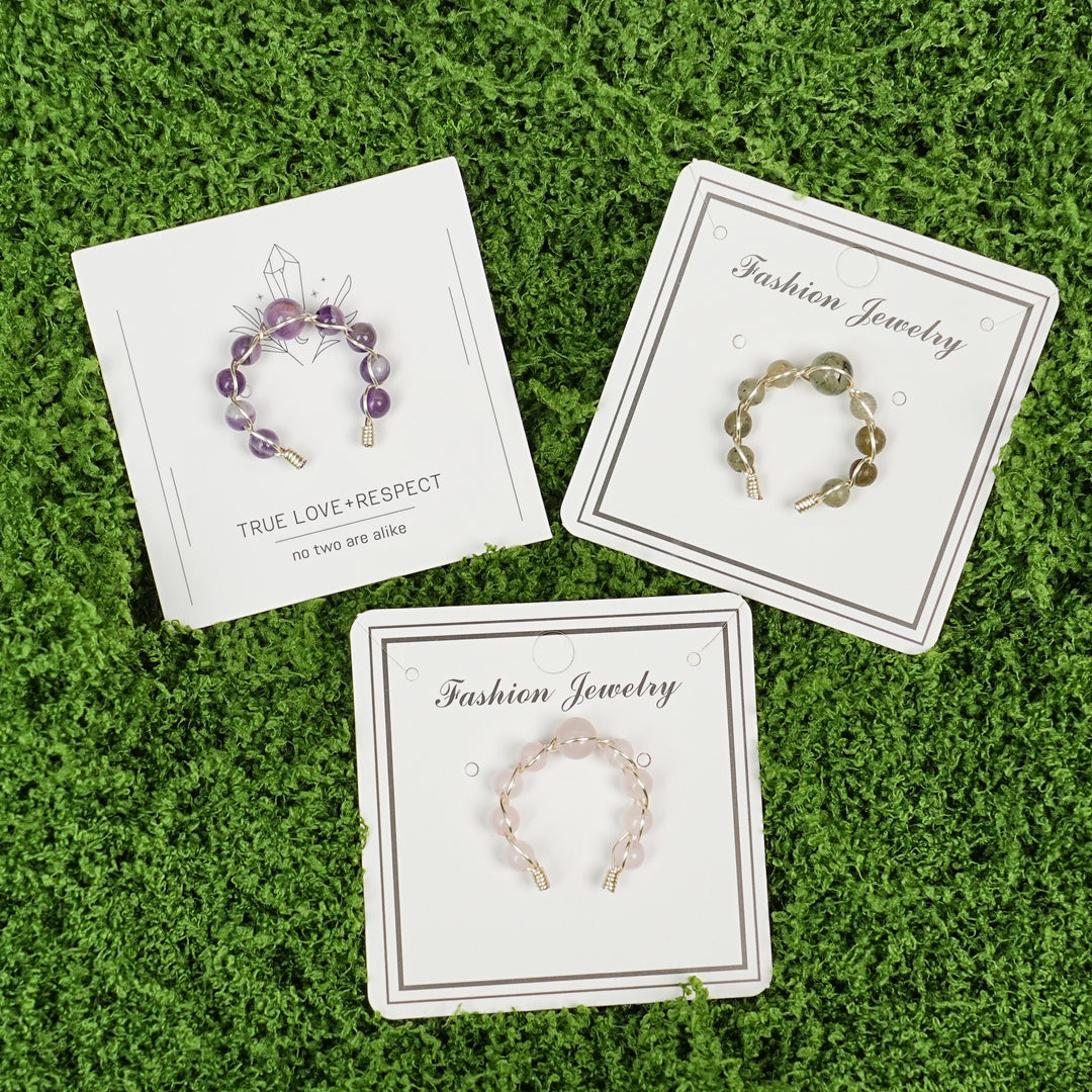 Natural Wound Crystal Bead Ring