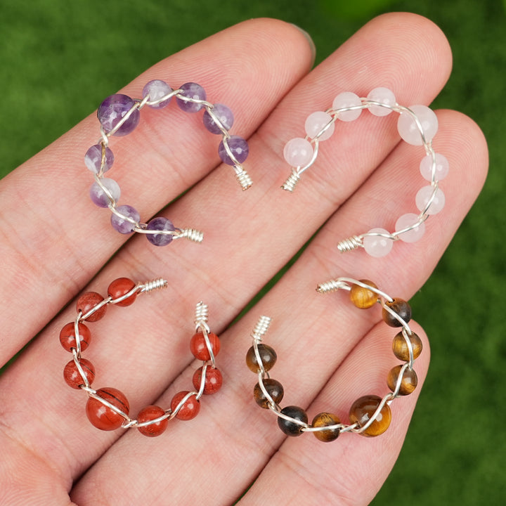 Natural Wound Crystal Bead Ring