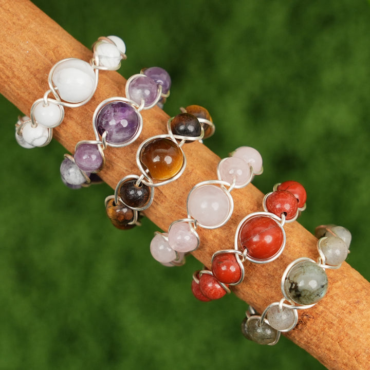 Natural Wound Crystal Bead Ring