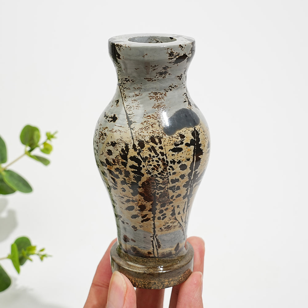 Unique,Natural Crystal Carving Picture Jasper Vase