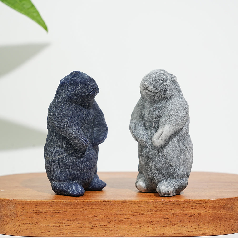 Natural Crystal Standing Groundhog Carving