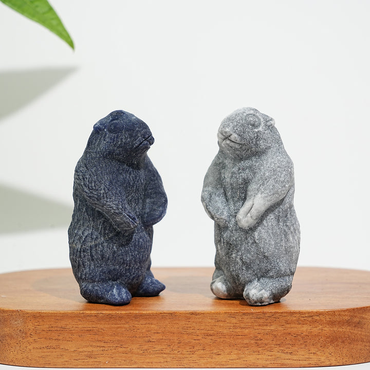 Natural Crystal Standing Groundhog Carving
