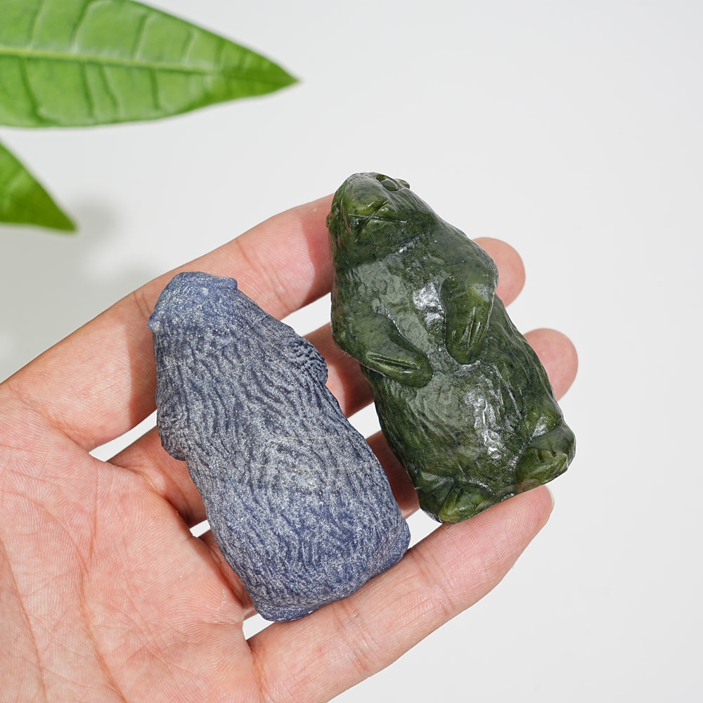 Natural Crystal Standing Groundhog Carving