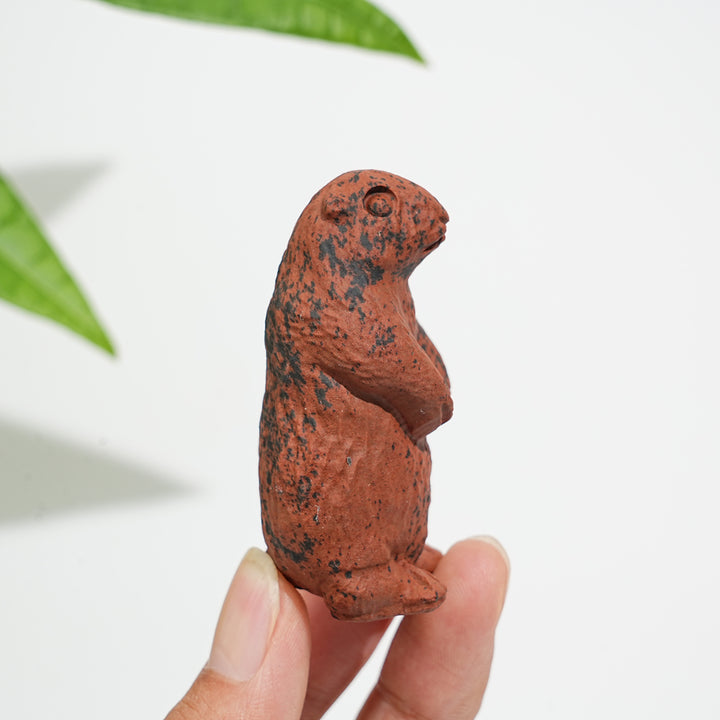 Natural Crystal Standing Groundhog Carving