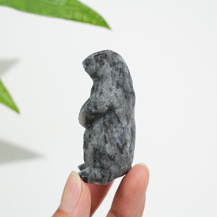 Natural Crystal Standing Groundhog Carving