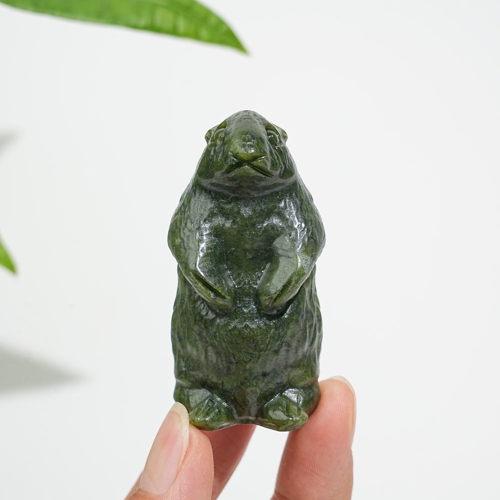 Natural Crystal Standing Groundhog Carving