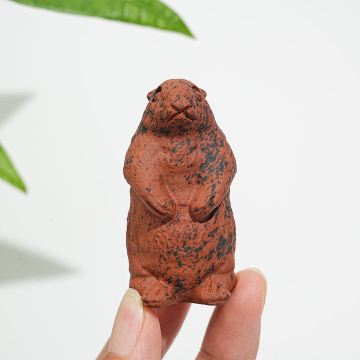 Natural Crystal Standing Groundhog Carving