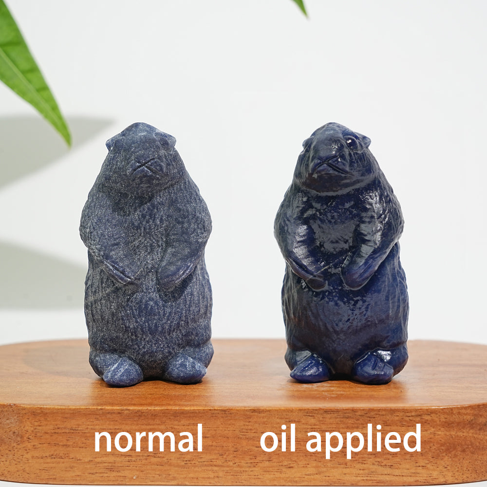 Natural Crystal Standing Groundhog Carving