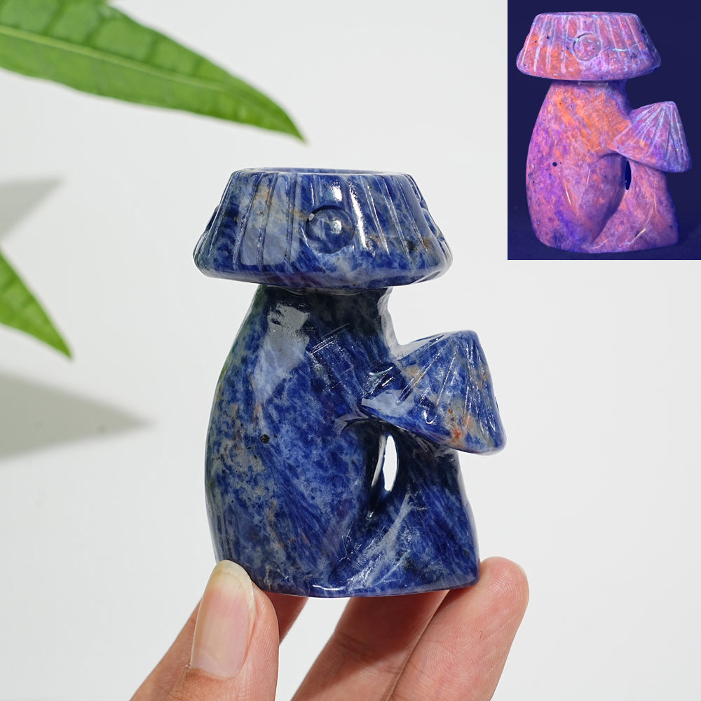 Natural Crystal Mushroom Sphere Holder Carving