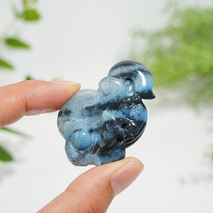 Natural Cute Crystal Trolleite Nine-Tailed Fox Carving