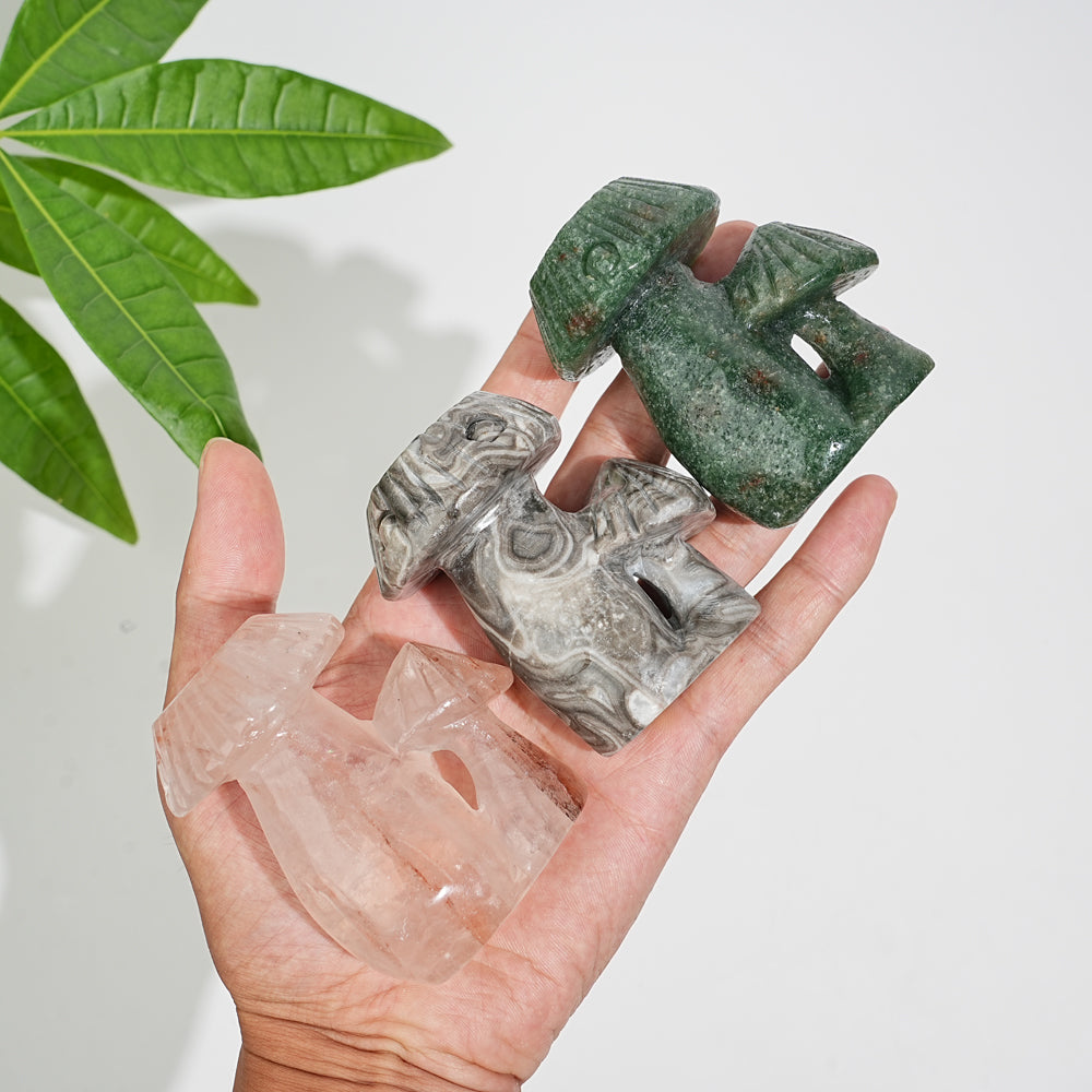 Natural Crystal Mushroom Sphere Holder Carving