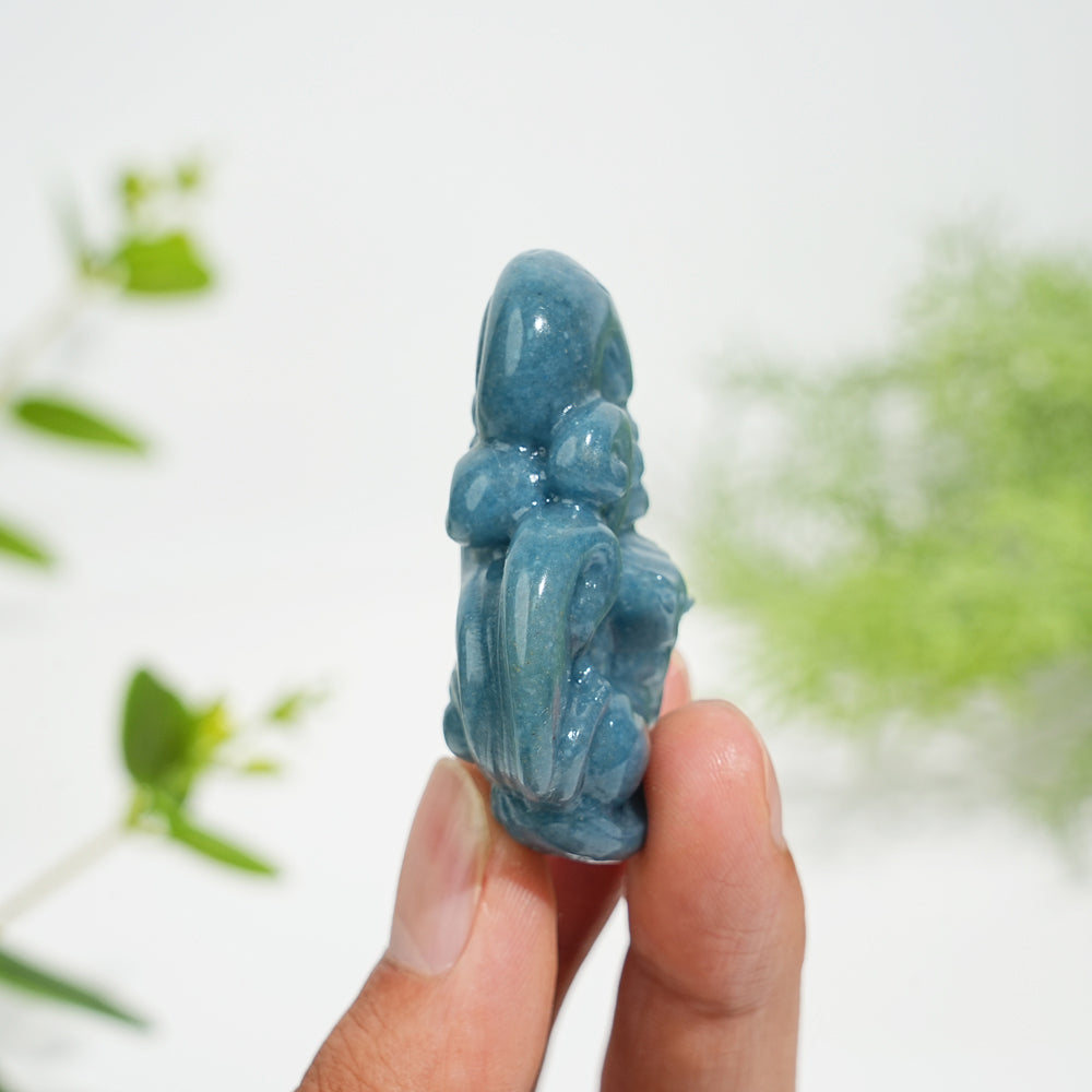 Natural Cute Crystal Trolleite Nine-Tailed Fox Carving