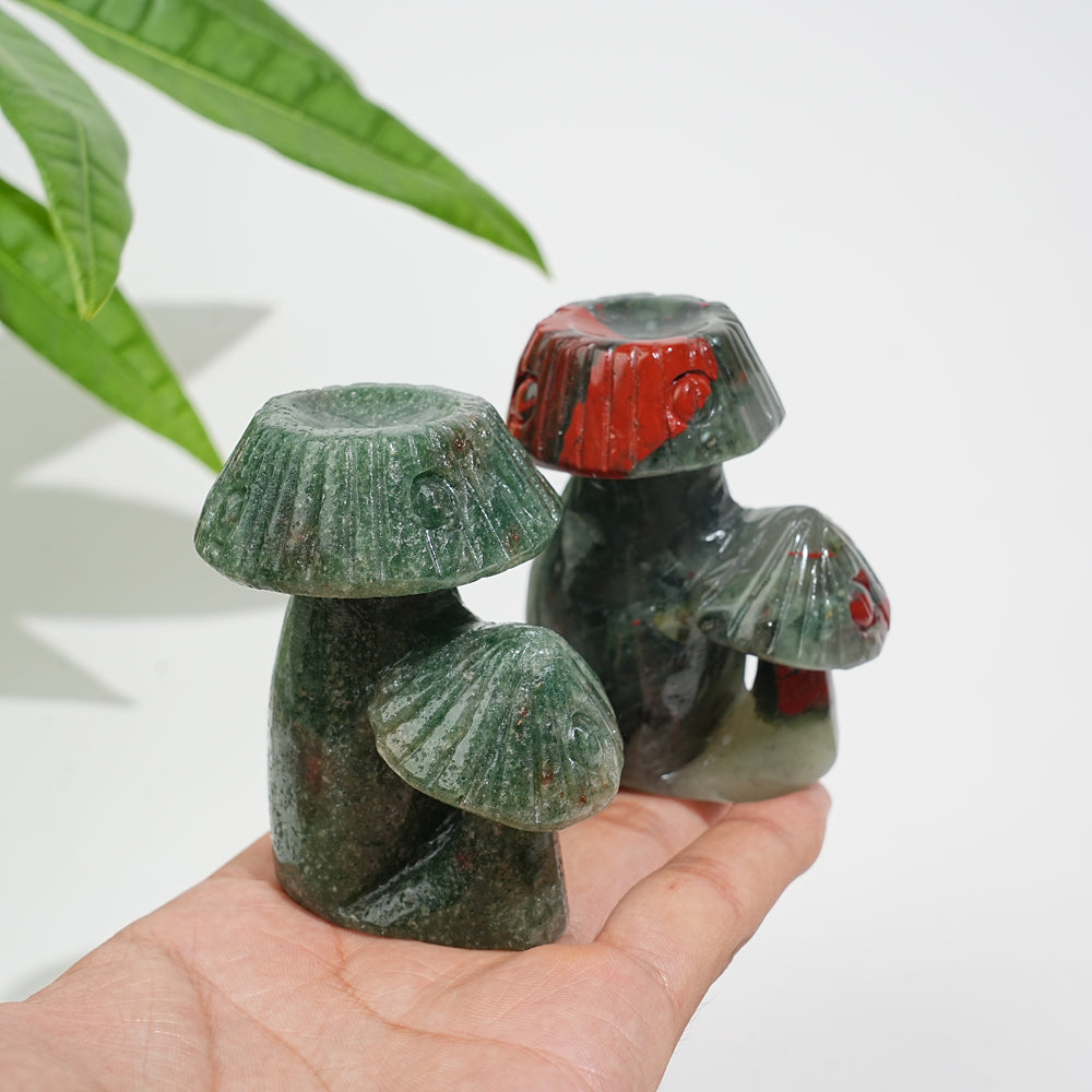 Natural Crystal Mushroom Sphere Holder Carving