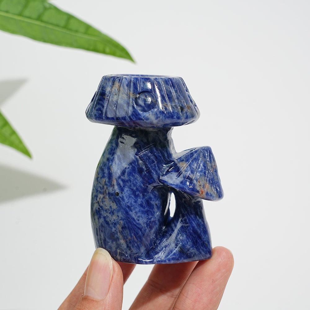 Natural Crystal Mushroom Sphere Holder Carving