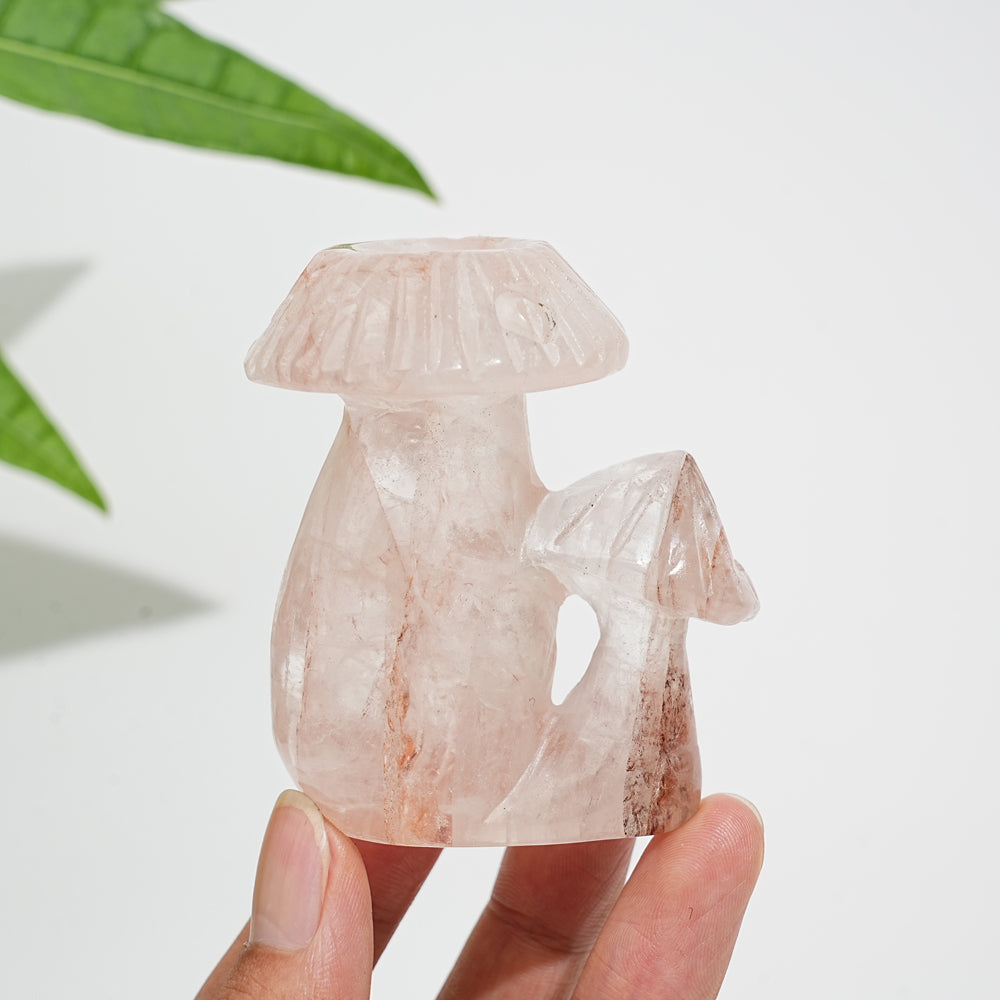 Natural Crystal Mushroom Sphere Holder Carving