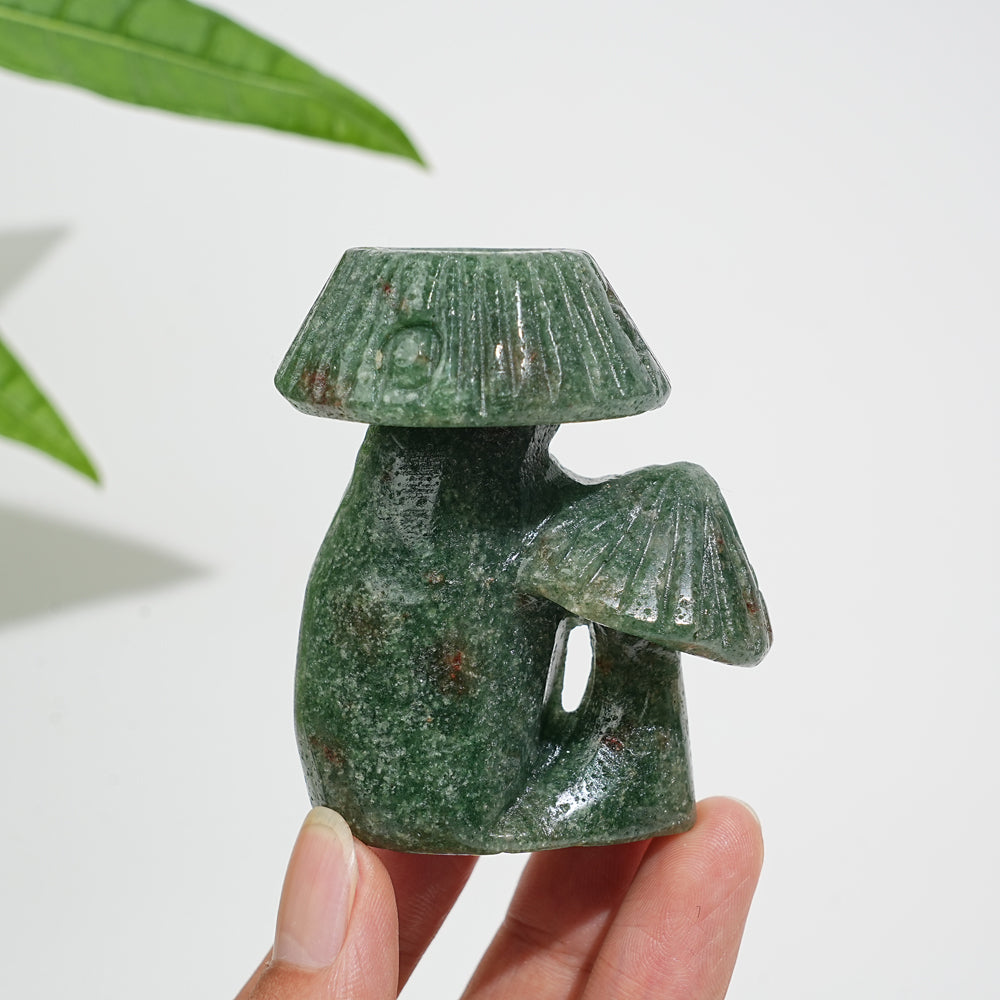 Natural Crystal Mushroom Sphere Holder Carving