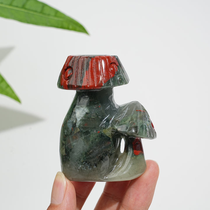 Natural Crystal Mushroom Sphere Holder Carving