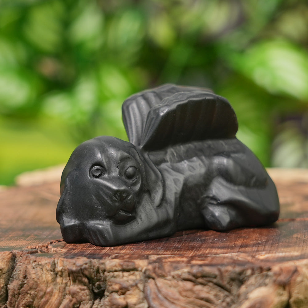 Natural Crystal Carving Sleeping Angel Cat & Dog
