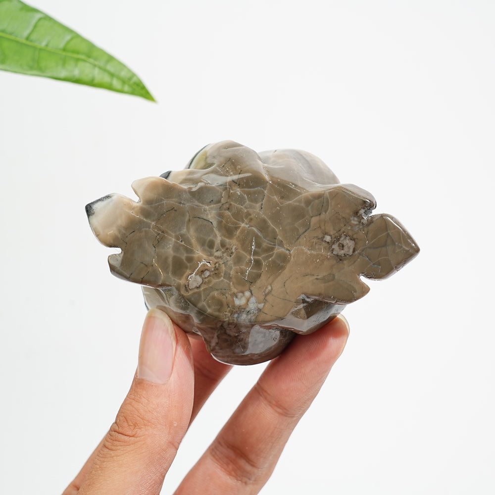 Unique,Natural Crystal Volcanic Agate Peony Flower Carving