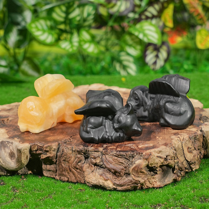 Natural Crystal Carving Sleeping Angel Cat & Dog