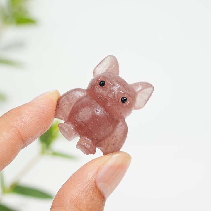 Natural Crystal Mini Vampire Bat Carving