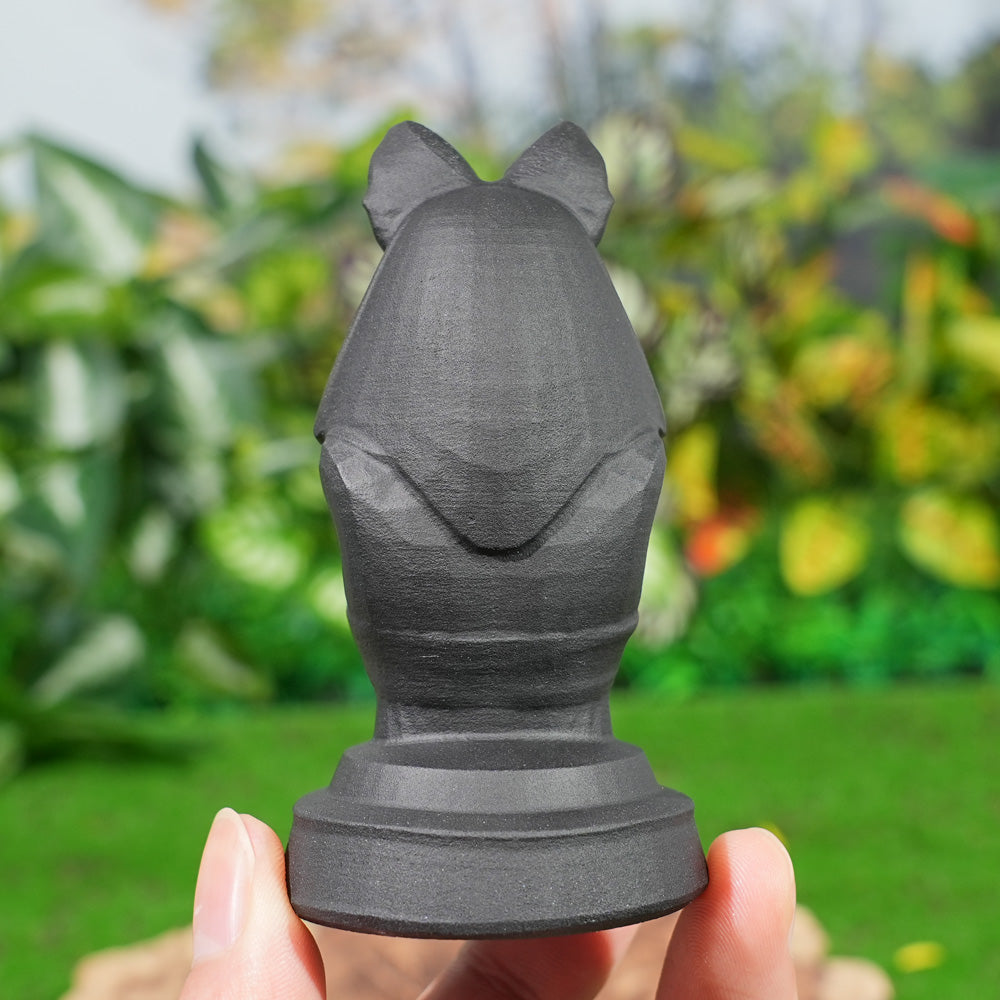 Natural Obsidian Cat-Faced Human Figurine