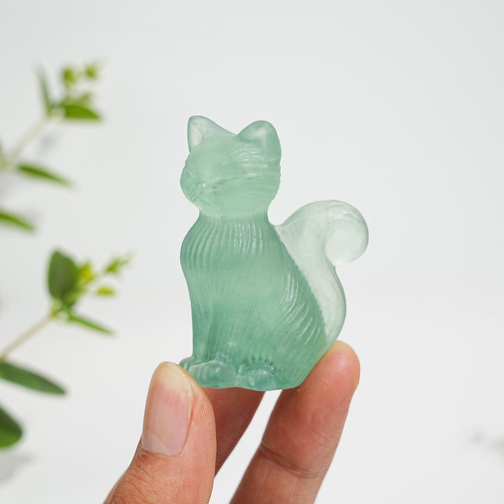 Natural Striped Cat Crystal Carving