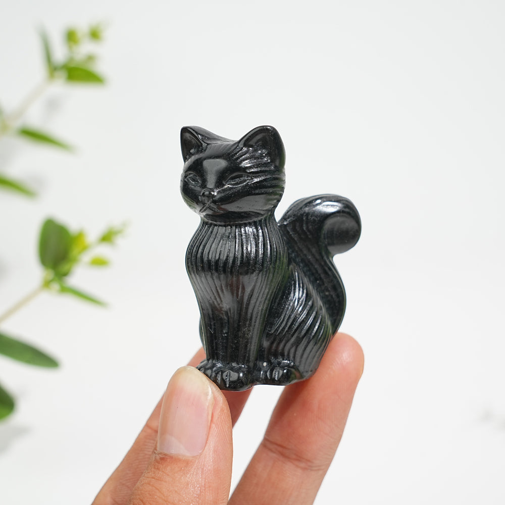 Natural Striped Cat Crystal Carving