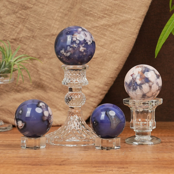 Natural Blue Flower Agate Sphere