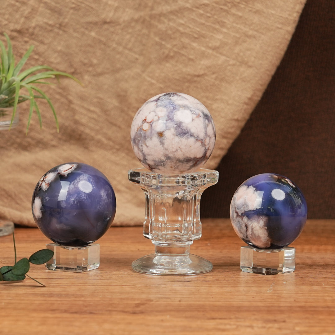 Natural Blue Flower Agate Sphere