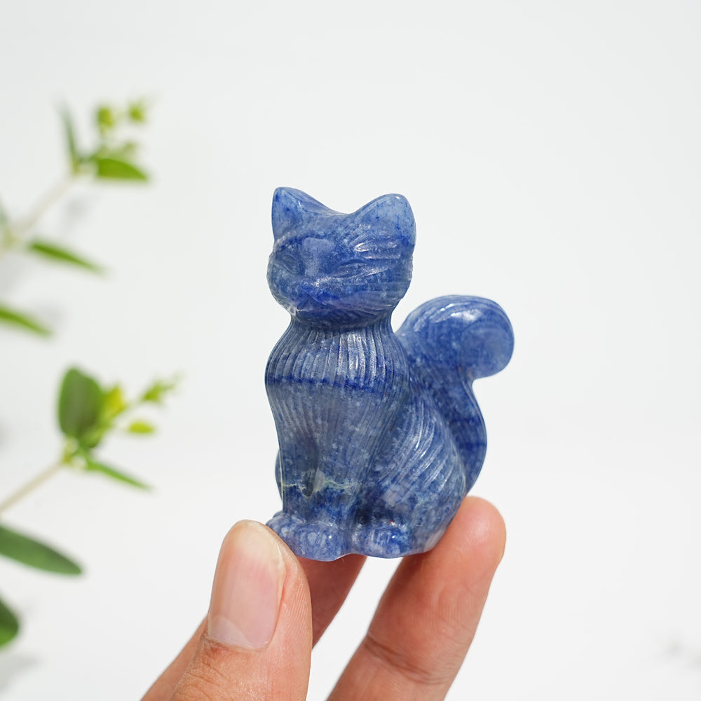 Natural Striped Cat Crystal Carving