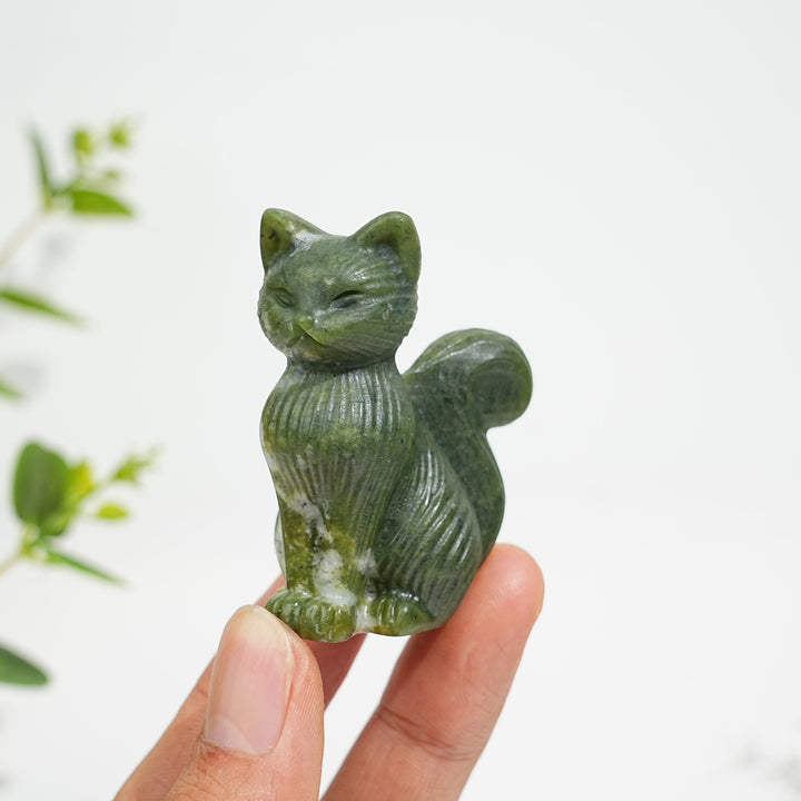 Natural Striped Cat Crystal Carving