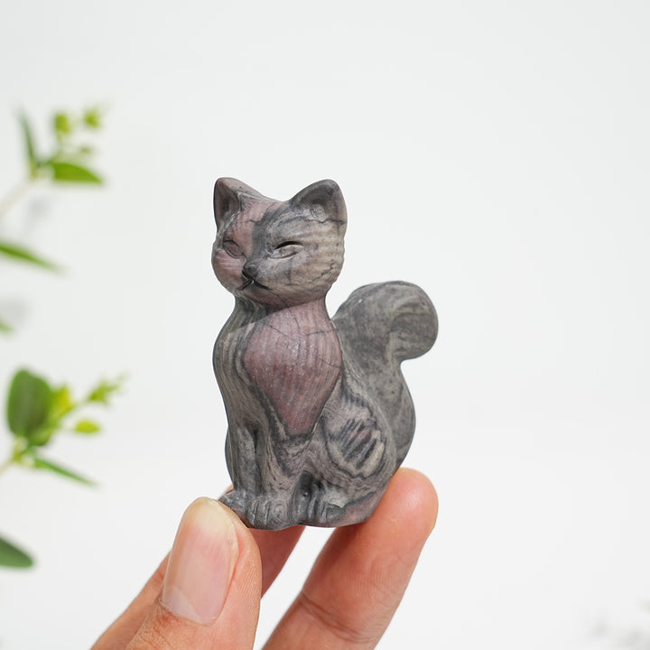 Natural Striped Cat Crystal Carving