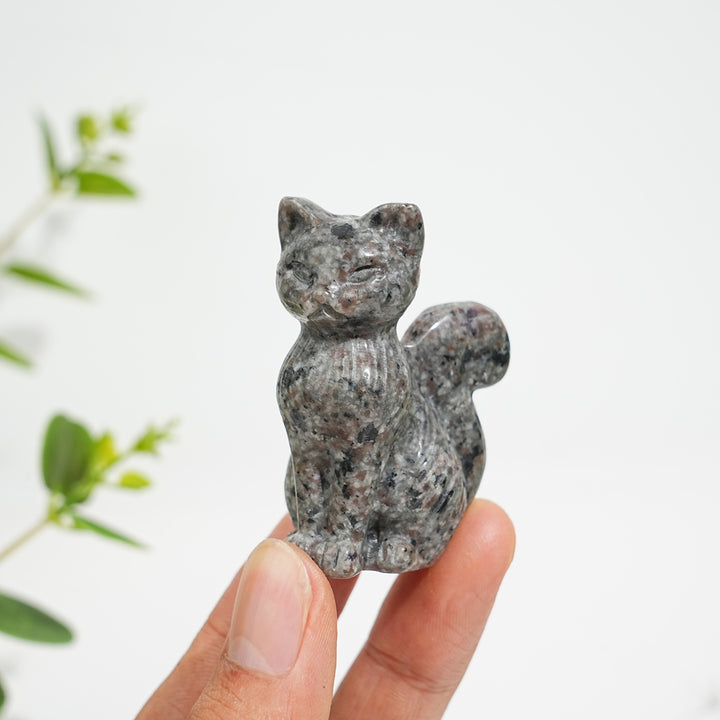 Natural Striped Cat Crystal Carving
