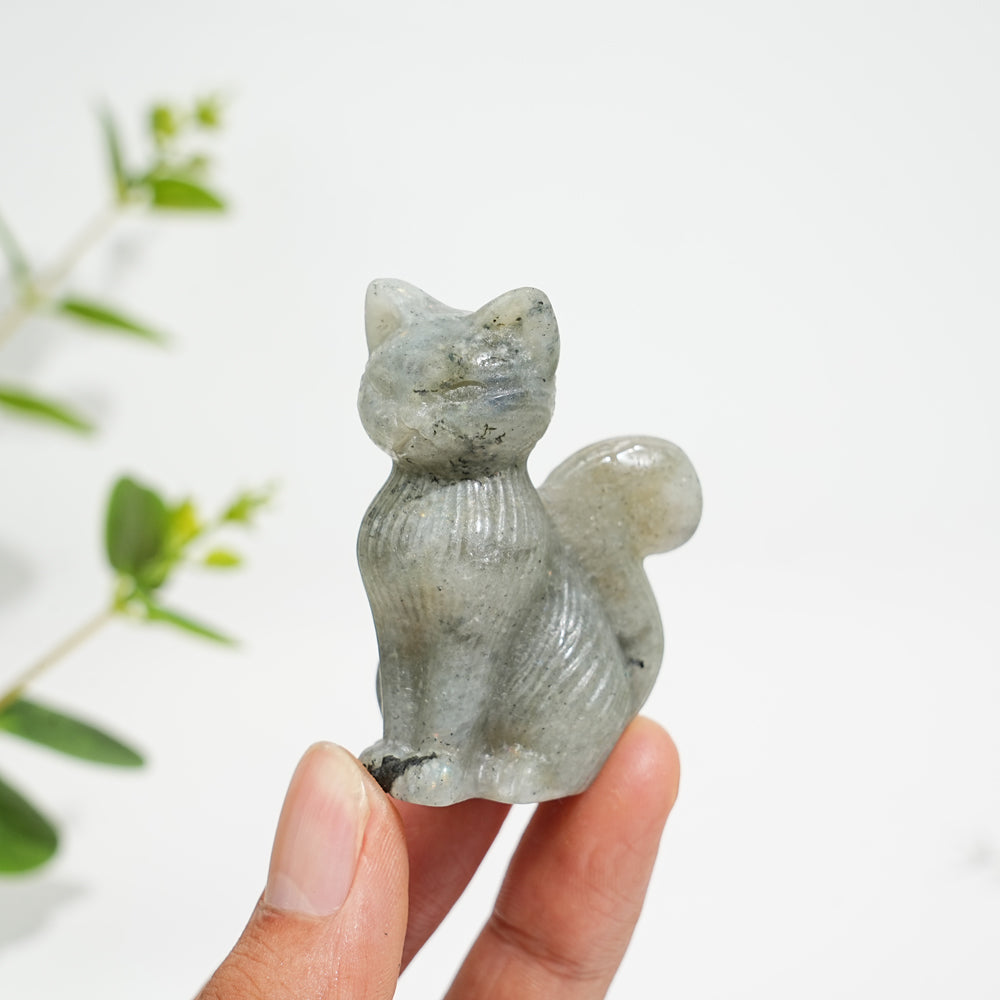 Natural Striped Cat Crystal Carving