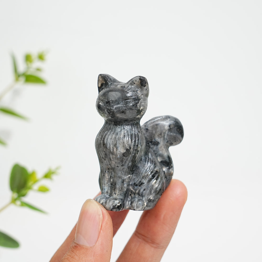 Natural Striped Cat Crystal Carving