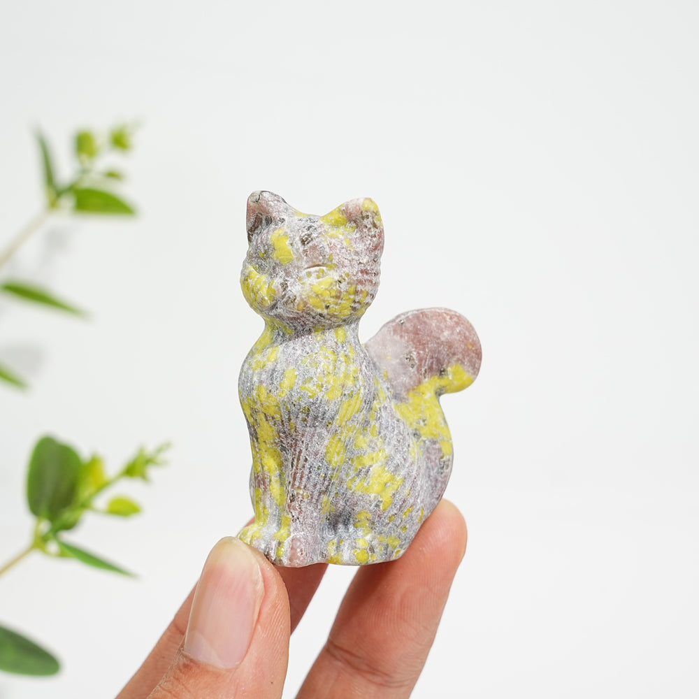 Natural Striped Cat Crystal Carving