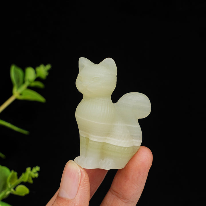 Natural Striped Cat Crystal Carving