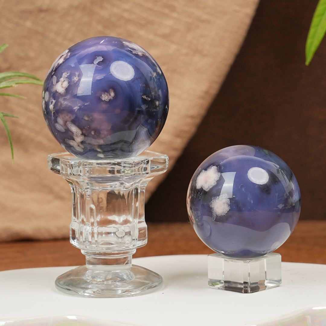 Natural Blue Flower Agate Sphere