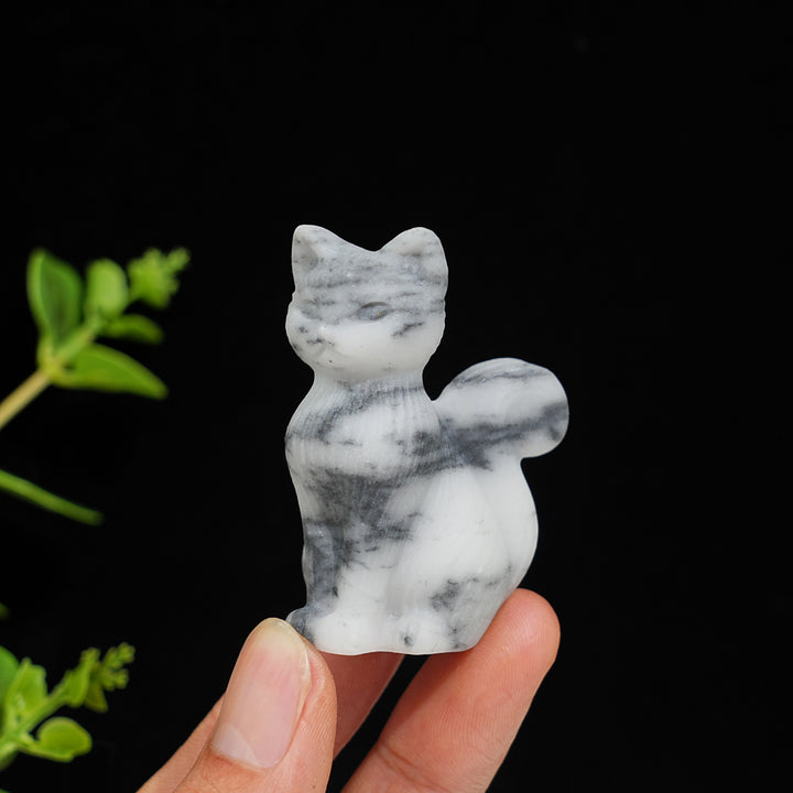 Natural Striped Cat Crystal Carving