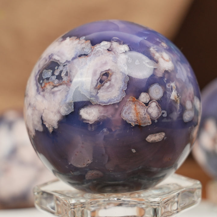 Natural Blue Flower Agate Sphere