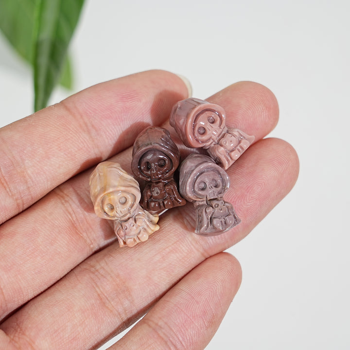 Natural Crystal Alashan Agate Wizard Skull Carving
